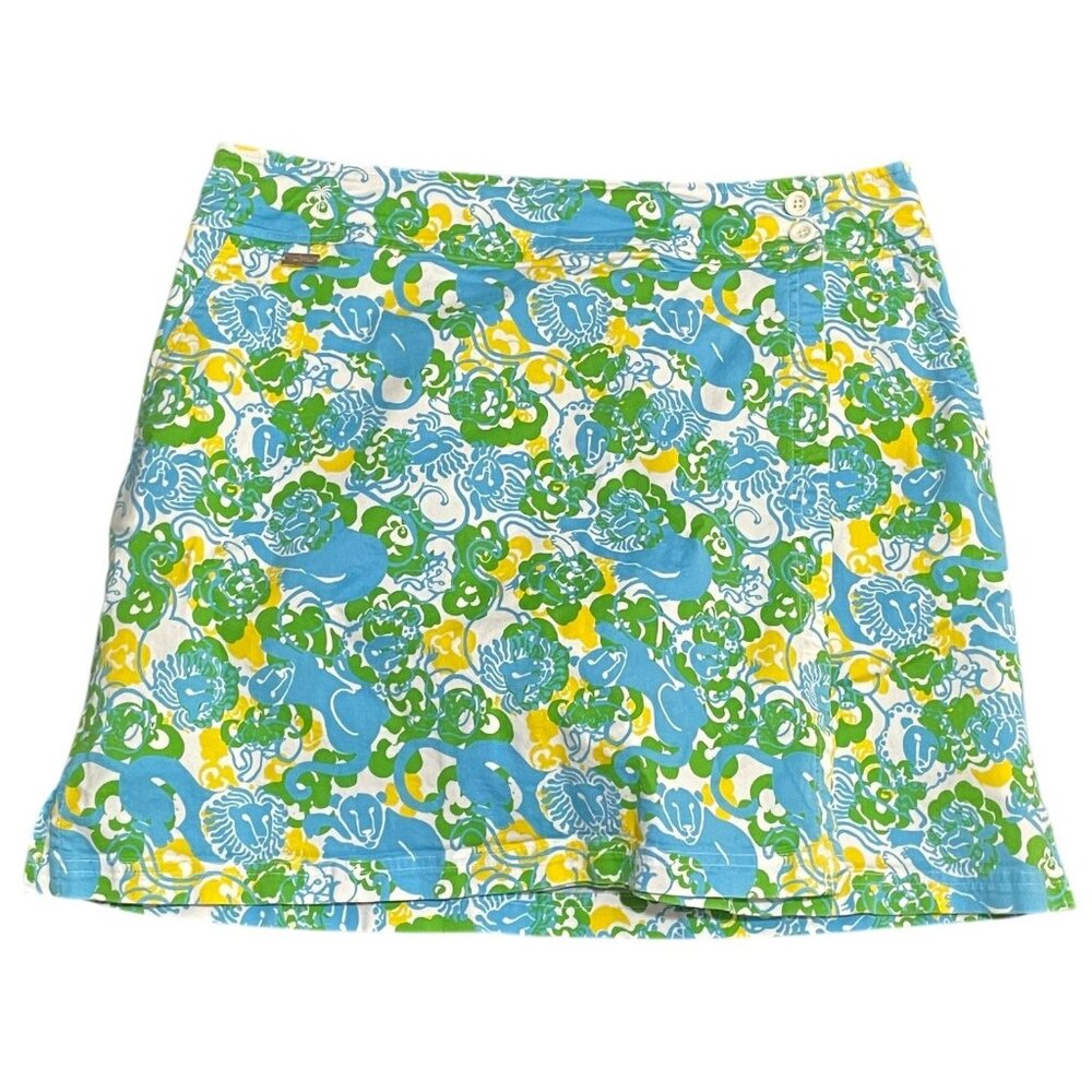 Lilly Pulitzer Lion Print Wrap Skort Skirt w/Shorts Womens Sz 10 Preppy
